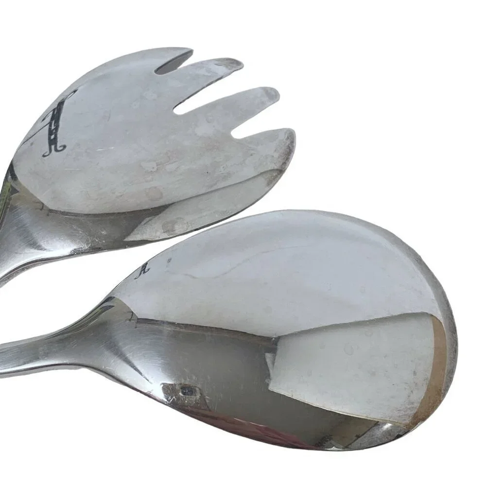 Vintage Salad Servers MK Silverplate Serving Fork and Spoon 9.25
